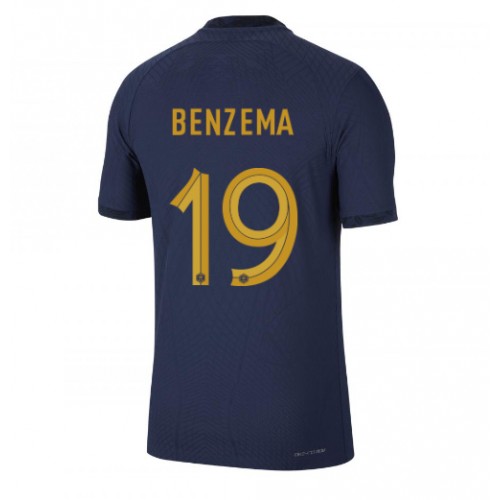 Moški Nogometni dresi Francija Karim Benzema #19 Domači SP 2022 Kratek Rokav